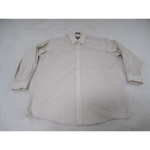 Stafford Shirt Mens 17.5 34 Beige Long Sleeve Button‎ Down Casual Broadcloth